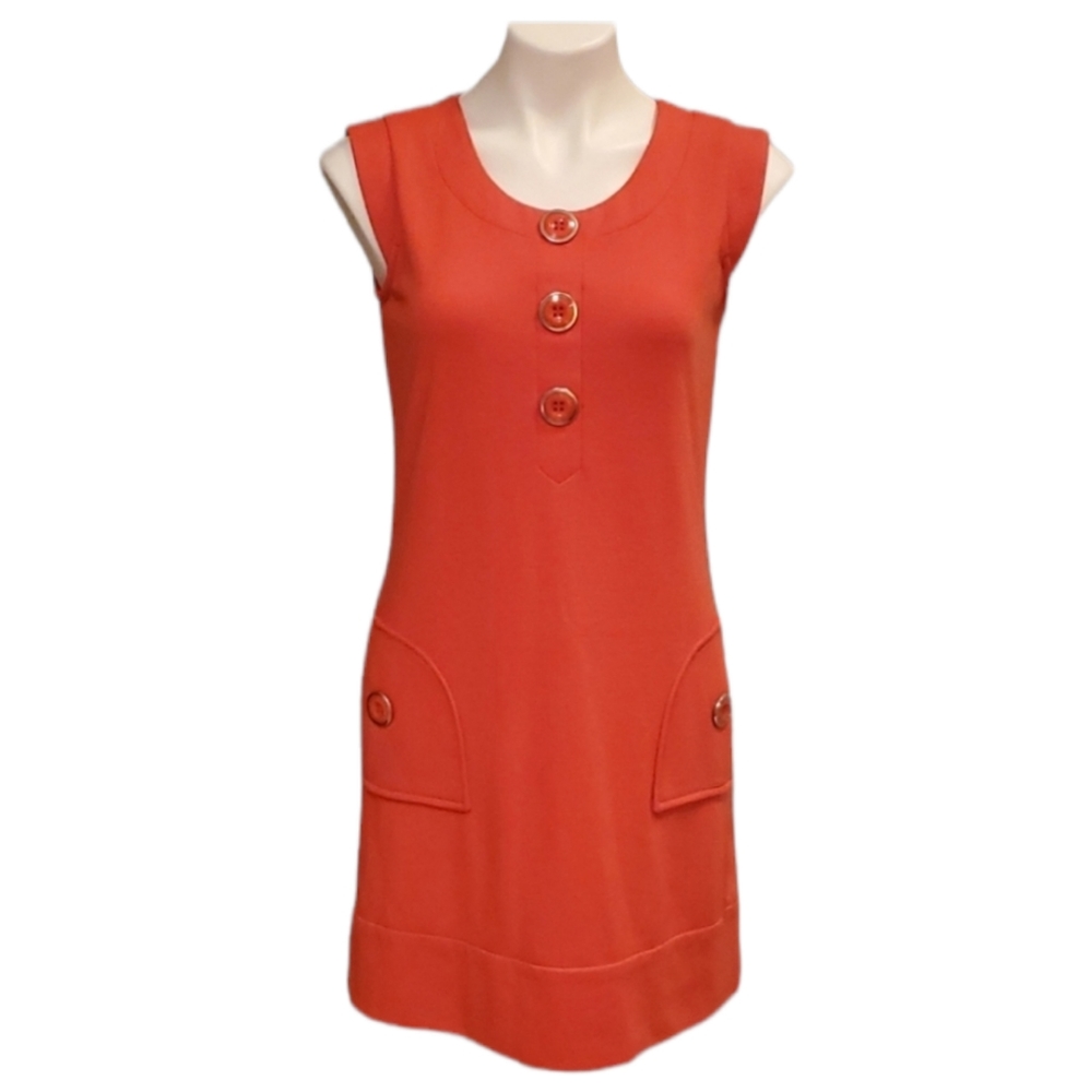 Sam & Libby Orange Mod Dress with Gold Buttons